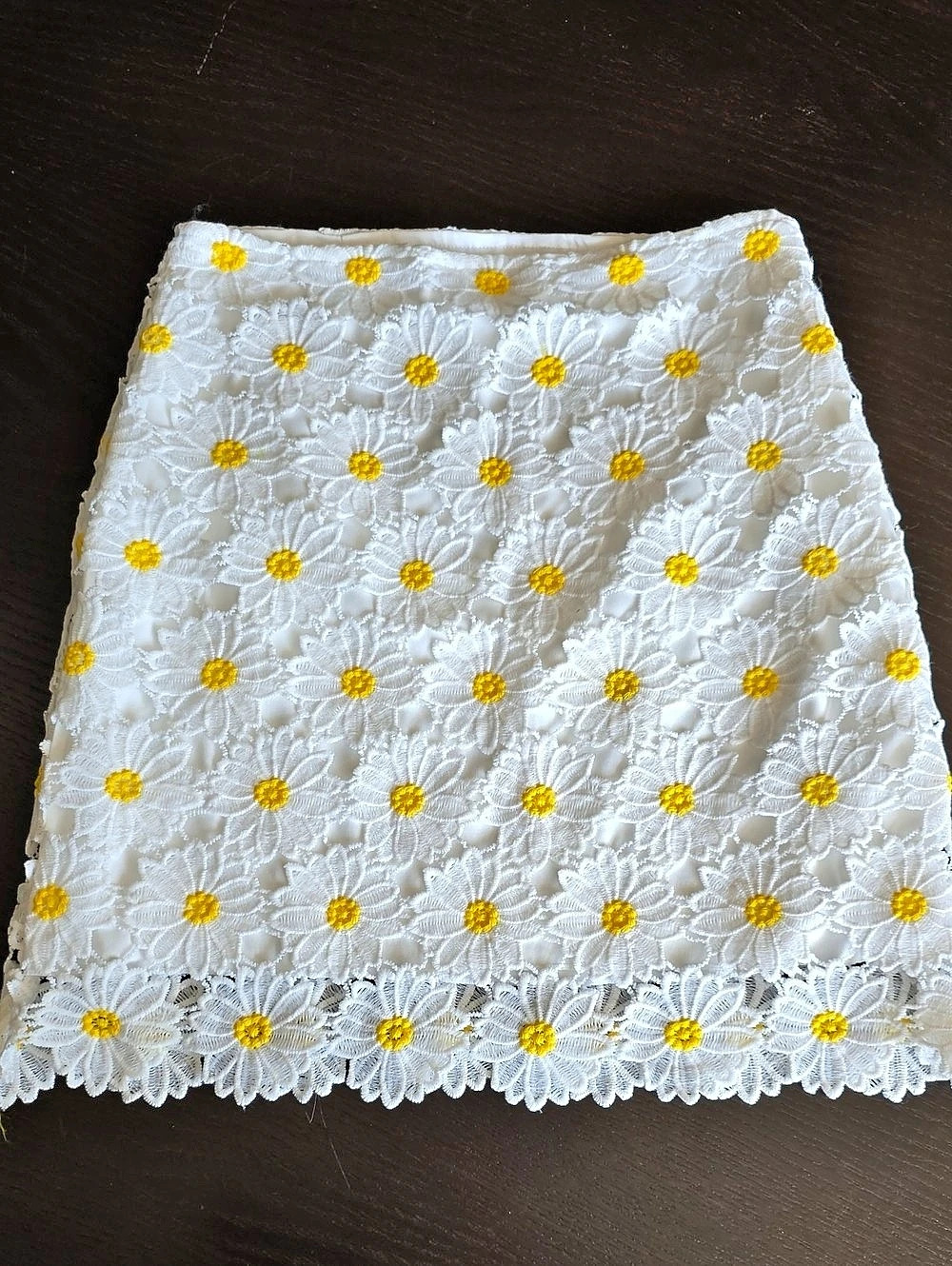 Altar'd State Floral Lace Mini Skirt in White & Yellow Size Medium Like New